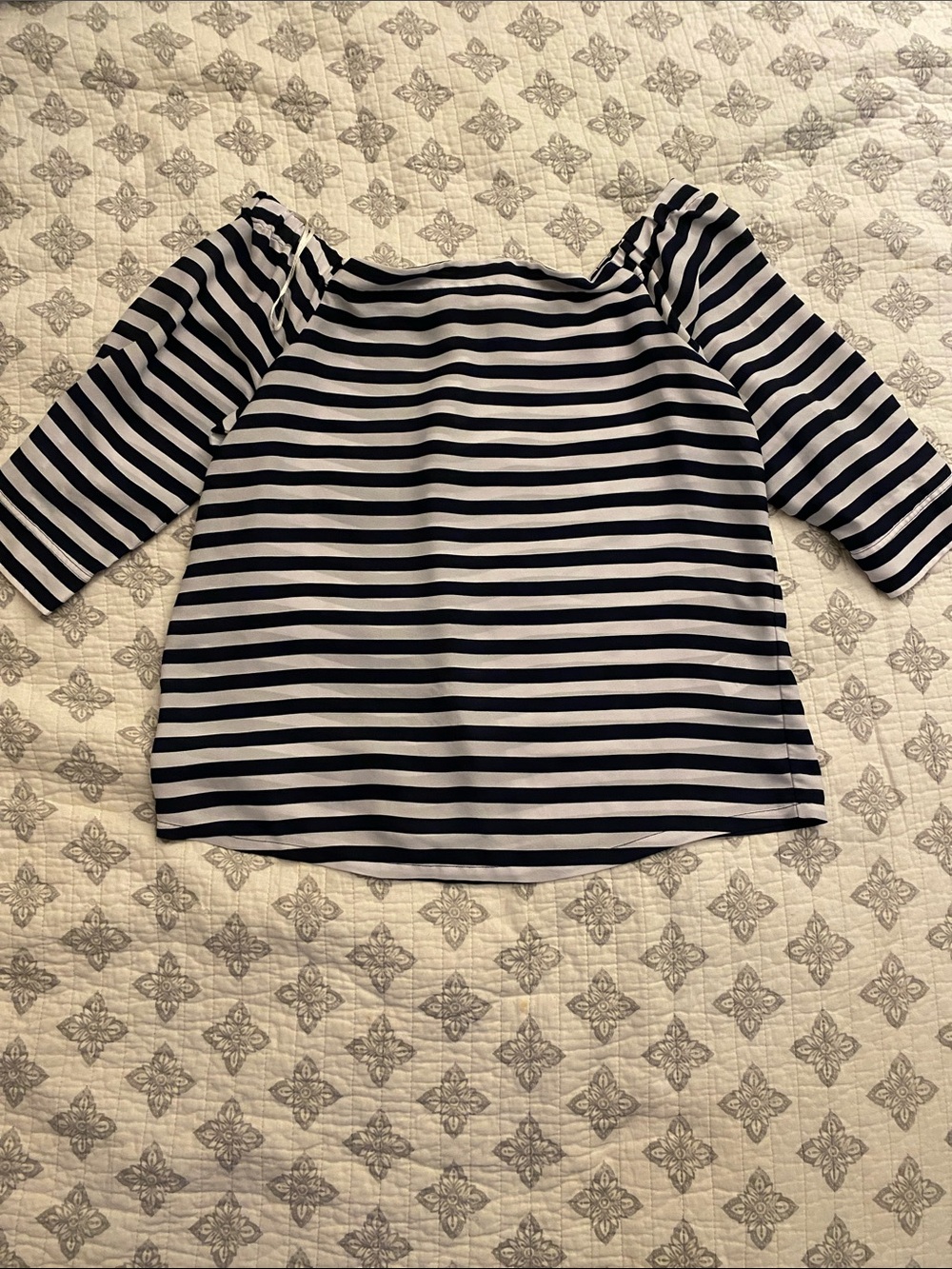 Banana Republic Navy and White Striped Blouse